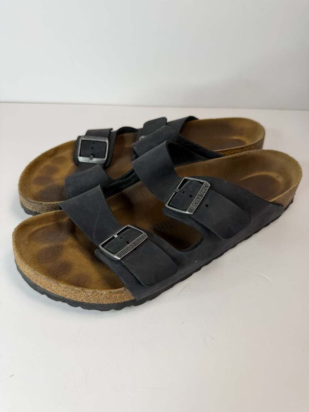Birkenstock Arizona Sandals Size 45 Black Oiled Leather